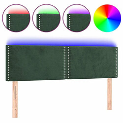 Maison Chic Tête de lit moderne à LED lumineuse pour chambre - Décoration de lit Vert foncé 144x5x78/88 cm Velours -MN70276