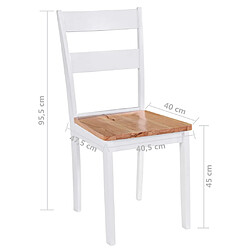 vidaXL Chaises à manger lot de 4 blanc bois d'hévéa massif pas cher