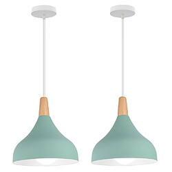 Stoex (2PCS)Lampe À Suspension Moderne Nordique Plafonnier D'Intérieur Lustre Minimaliste Abat-Jour en Métal, Vert Pour Chambre À Coucher, Cuisine, E27