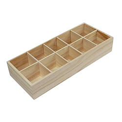 Tiroir Bois Massif Organisateur Boîte De Rangement Bijoux Plateau 8x8x8CM 10 Grilles pas cher