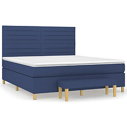 vidaXL Sommier à lattes de lit avec matelas Bleu 180x200 cm Tissu