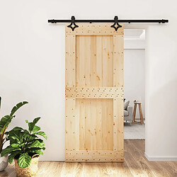 vidaXL Porte coulissante et kit de quincaillerie 90x210 cm pin massif