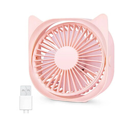 Ventilateur, Petit Ventilateur de Bureau CHRONUS USB, Ventilateur de Bureau Silencieux Portable à 3 Vitesses, Ventilateur personnel rotatif à 360 degrés de 4 pouces (Rose)