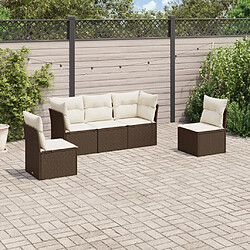 Maison Chic Salon de jardin avec coussins 5 pcs, Ensemble Tables et chaises de jardin,, Ensemble Tables et chaises de jardin, marron résine tressée -GKD175566