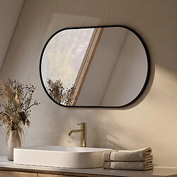 EMKE Miroir mural 60 × 80 cm Miroir ovale avec cadre noir, Miroir non lumineux salle de bain