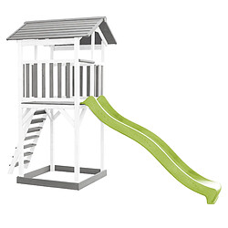 Acheter AXI Beach Tower Aire de Jeux avec Toboggan en VERT Clair & Bac à Sable | Grande Maison Enfant extérieur en Gris & BLANC | Cabane de Jeu en Bois FSC