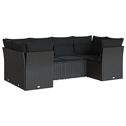 Maison Chic Salon de jardin 6 pcs avec coussins | Ensemble de Table et chaises | Mobilier d'Extérieur noir résine tressée -GKD59628