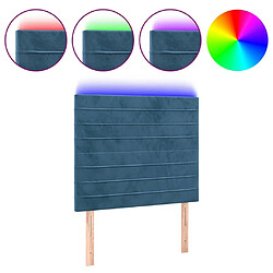 Maison Chic Tête de lit scandinave à LED,meuble de chambre Bleu foncé 100x5x118/128 cm Velours -MN46327