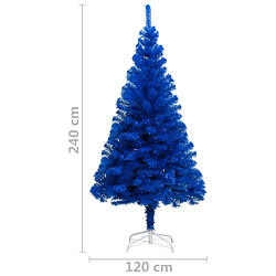 vidaXL Arbre de Noël artificiel pré-éclairé et boules bleu 240 cm PVC pas cher