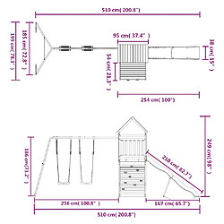 vidaXL Aire de jeux d'extérieur bois de pin imprégné pas cher