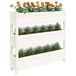 Avis vidaXL Jardinière Blanc 112x25x104,5 cm Bois massif de pin