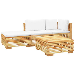 Avis Maison Chic Salon de jardin 4 pcs + coussins - Mobilier/Meubles de jardin - Table et chaises d'extérieur Bois de teck solide -MN80226