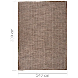 vidaXL Tapis à tissage plat d'extérieur 140x200 cm Marron pas cher