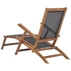 Maison Chic Chaise longue,Chaise de terrasse,Chaise d’extérieur avec repose-pied Bois de teck solide Noir -GKD80689 pas cher