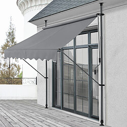 Store Banne Manuel Rétractable pour Terrasse Marquise Soleil de Balcon Auvent Téléscopique Hauteur et Inclinaison Réglable Sans Perçage Acier Polyester 400 x 120 x 200-300 cm Gris Ardoise [pro.tec]