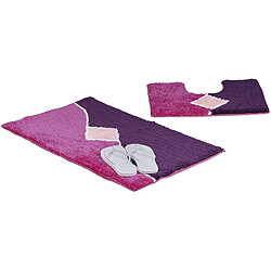 Helloshop26 Lot de 2 tapis de avec motifs graphiques bain douche WC 80 x 50 cm violet 13_0002850_2