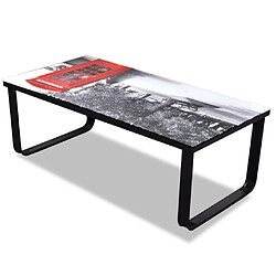 Acheter vidaXL Table basse avec impression de cabine téléphonique Dessus verre