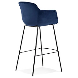 Acheter Alterego Tabouret de bar avec accoudoirs 'LARISSA' en velours bleu