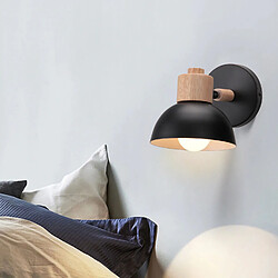 Stoex 15CM Applique Murale Rétro Moderne Applique Murale en Bois Et Métal, Angle Réglable, Lampe Murale Simple Pour Salon, Chambre À Coucher (Noir) E27