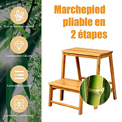 Avis Helloshop26 Tabouret d'echelle pliante marchepied avec 2 étages en bambou idéal pour librairie maison 20_0005137