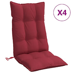 vidaXL Coussins de chaise à dossier haut lot de 4 rouge bordeaux