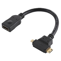 Wewoo HDMI femelle vers mini HDMI + câble micro HDMI en forme de T (noir)