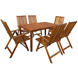 Maison Chic Jeu de salle à manger d'extérieur 7 pcs,Mobilier de salle à manger d'extérieur,Meuble à dîner Bois d'acacia solide -GKD608740