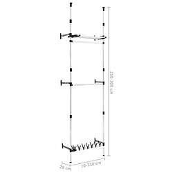 vidaXL Système de garde-robe télescopique barres et étagère Aluminium pas cher