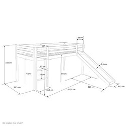 Acheter Homestyle4U Lit mi-hauteur avec rideaux et tunnel bleu