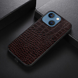 Coque en cuir véritable anti-rayures, texture crocodile café pour votre iPhone 13 mini 5.4 pouces