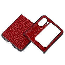 Avizar Coque Cuir pour Oppo Find N2 Flip Effet Croco Bords Surélevés Rouge