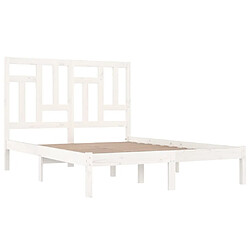 Acheter Maison Chic Lit Moderne Chambre - Cadre/structure de lit pour adulte Blanc Bois de pin massif 150x200 cm Très grand -MN70763