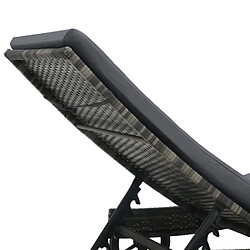 Helloshop26 Transat chaise longue bain de soleil lit de jardin terrasse meuble d'extérieur avec roues et coussin résine tressée anthracite 02_0012593 pas cher