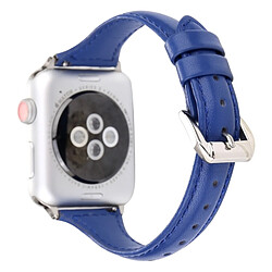 Acheter Wewoo Sangle de montre en cuir véritable pour Apple Watch Series 3 & 2 & 1 42mm bleu