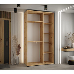 Acheter Abiks Meble Armoire à portes coulissantes Davos 2 H235.2 x L130 x P60 2 portes coulissante (Noir/Noir/Or)