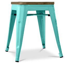 ICONIK INTERIOR Tabouret Design Industriel - Bois et Acier - 45cm -Stylix Vert pastel