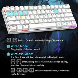 Avis Chrono RGB Clavier mécanique, clavier Bluetooth filaire / sans fil RK61 61 touches Clavier de jeu étanche rétroéclairé par LED Anti-ghosting pour les joueurs et les dactylos(blanc)