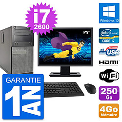 PC Tour Dell 390 MT Ecran 19" i7-2600 RAM 4Go Disque 250Go HDMI Windows 10 Wifi - Occasion