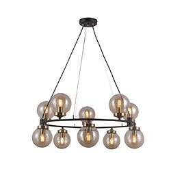 Luminaire Center Suspension Galvez Verre,Acier Bronze antique, noir mat