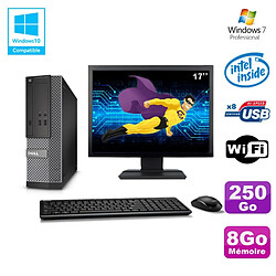 Lot PC Dell Optiplex 3020 SFF Intel G3220 3GHz 8Go 250Go DVD Wifi W7 + Ecran 17" - Occasion