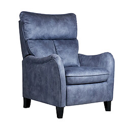 Pegane Fauteuil relax manuel en microfibre couleur Bleu - Longueur 76 x Profondeur 90 x Hauteur 108 cm