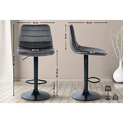 Non Lot de 2 tabourets de bar Lex velours noir