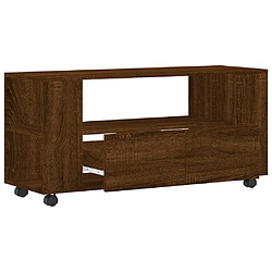 Maison Chic Meuble TV scandinave - Banc TV pour salon chêne marron 102x34,5x43 cm bois d'ingénierie -MN54101 pas cher