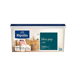 Peinture de couleur murale intérieur satin bleu pop 2,5L Ripolin