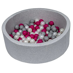 Velinda Piscine à balles Aire de jeu + 150 balles perle, rose, gris