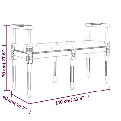 vidaXL Banc Gris clair 110x40x70 cm Velours pas cher