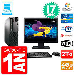 PC Lenovo M82 SFF Ecran 22" i7-2600 RAM 4Go Disque 2To Graveur DVD Wifi W7 - Occasion