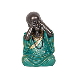 Figurine Décorative Romimex Turquoise Doré Moine 11 x 18 x 11 cm