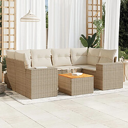 Maison Chic Salon de jardin avec coussins 7 pcs | Ensemble de Table et chaises | Mobilier d'Extérieur beige résine tressée -GKD89590