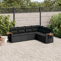 Maison Chic Salon de jardin 6 pcs avec coussins | Ensemble de Table et chaises | Mobilier d'Extérieur noir résine tressée -GKD65058